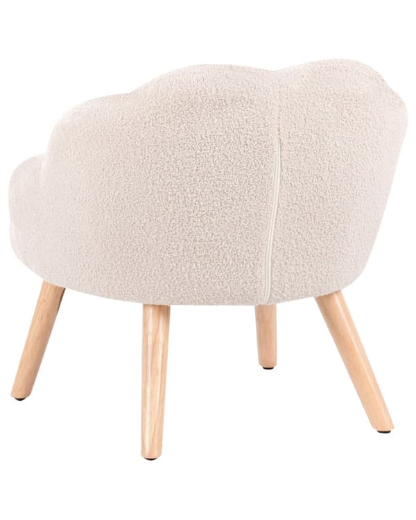Barnestol Lysebeige Boucle-trekk med Treben Lenestol for Barn Barnerom