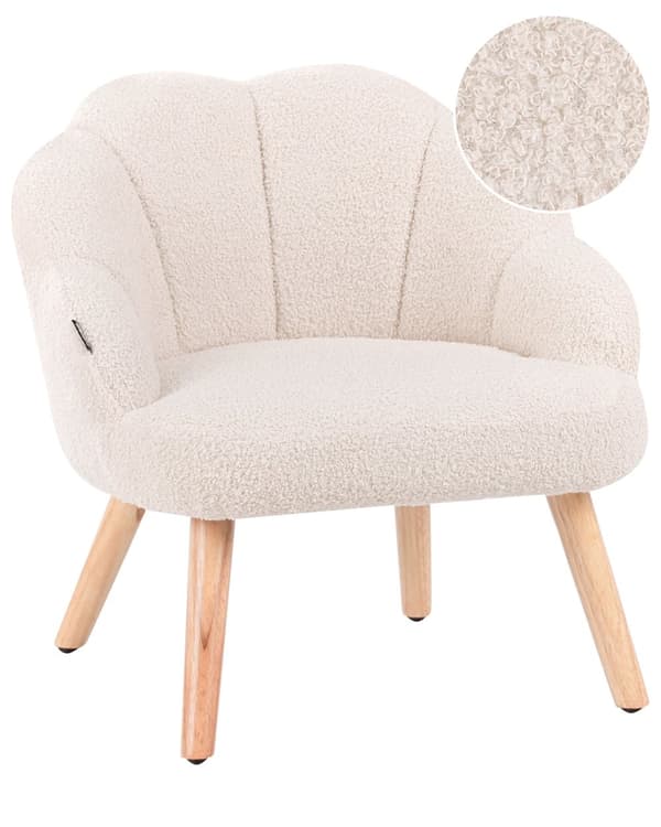 Barnestol Lysebeige Boucle-trekk med Treben Lenestol for Barn Barnerom
