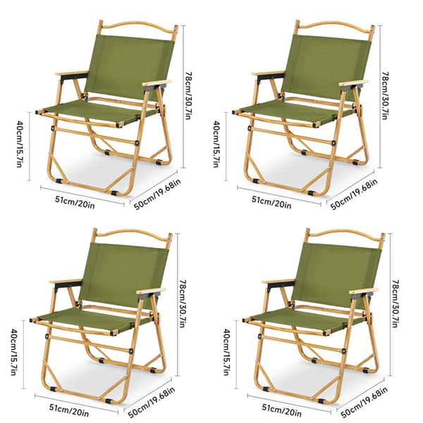 Campingstol, lättvikts aluminiumlegering, hållbar oxfordtyg, ergonomisk design,4PCS Grön