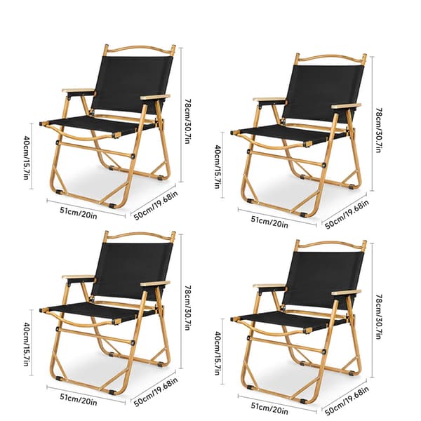Campingstol, lättvikts aluminiumlegering, hållbar oxfordtyg, ergonomisk design,4PCS  Svart