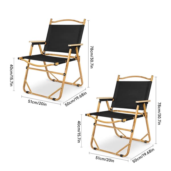 Campingstol, Letvægts Aluminiumlegering, Holdbart Oxford-stof, Ergonomisk Design,2PCS Sort