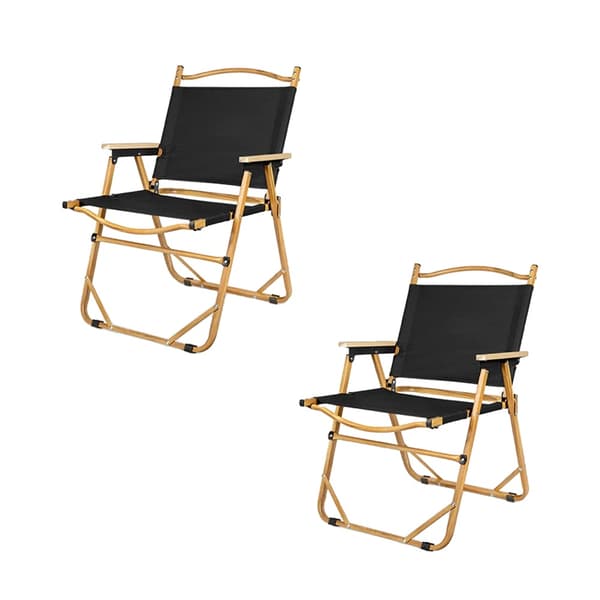 Campingstol, Letvægts Aluminiumlegering, Holdbart Oxford-stof, Ergonomisk Design,2PCS Sort
