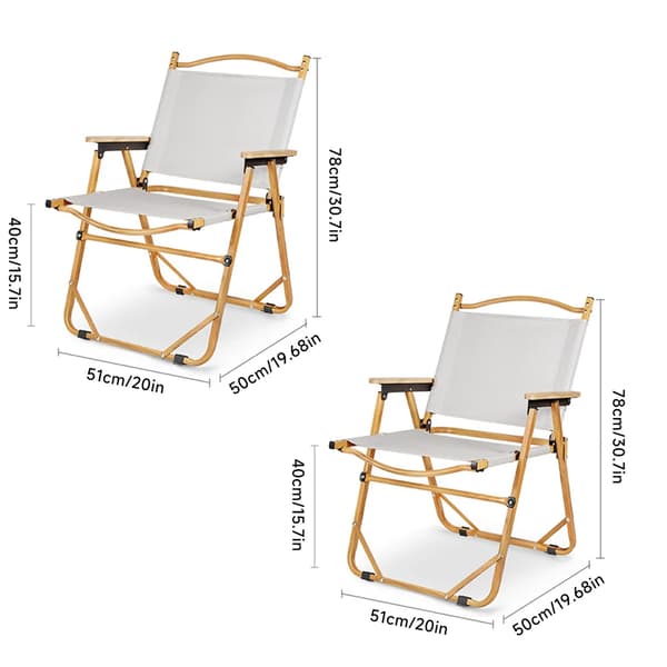 Campingstol, Letvægts Aluminiumlegering, Holdbart Oxford-stof, Ergonomisk Design,2PCS  Khaki
