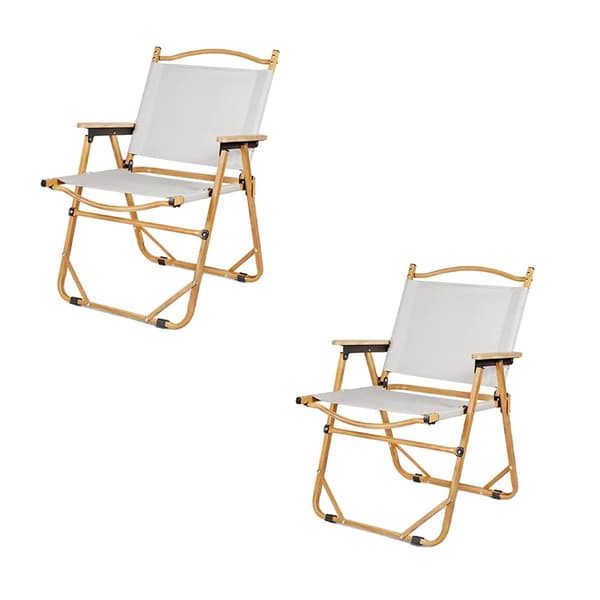 Campingstol, Letvægts Aluminiumlegering, Holdbart Oxford-stof, Ergonomisk Design,2PCS  Khaki