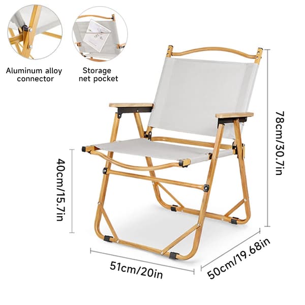 Fällstol, Lättvikts Aluminiumlegering, Halkfri Design, Hög Viktkapacitet,1PC Kaki