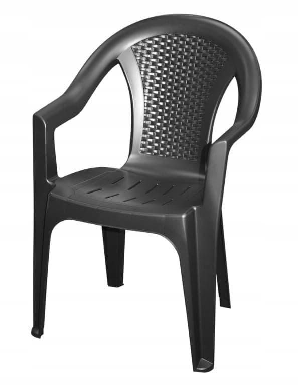 Trädgårdsstol plast fåtölj med ryggstöd matt svart 82cm