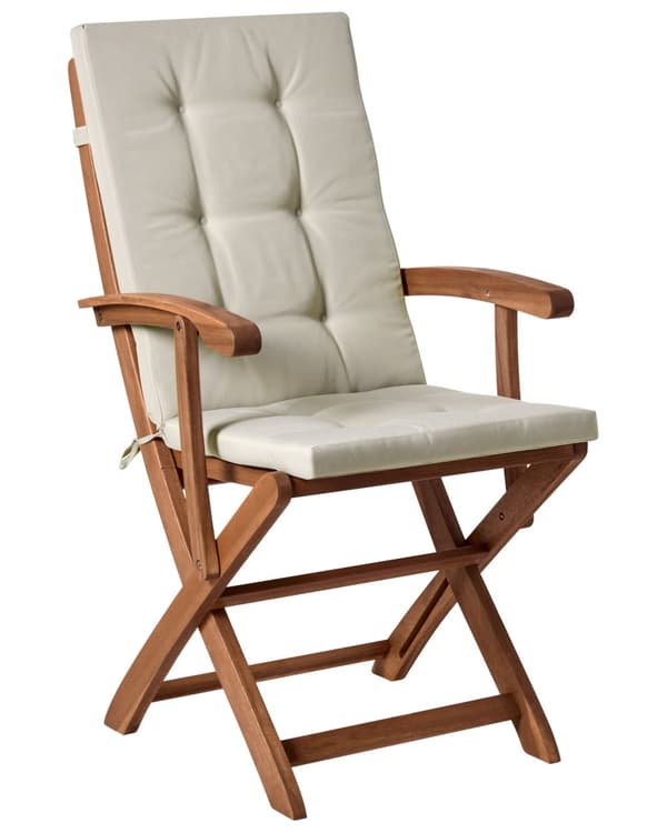 Sett med 2 Hagespisestoler i Lyst Tre med Taupe Puter Akasietre Ramme Sammenleggbar Rustikk Design