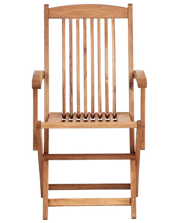 Sett med 2 Hagespisestoler i Lyst Tre med Røde Puter Akasietre Ramme Sammenleggbar Rustikk Design