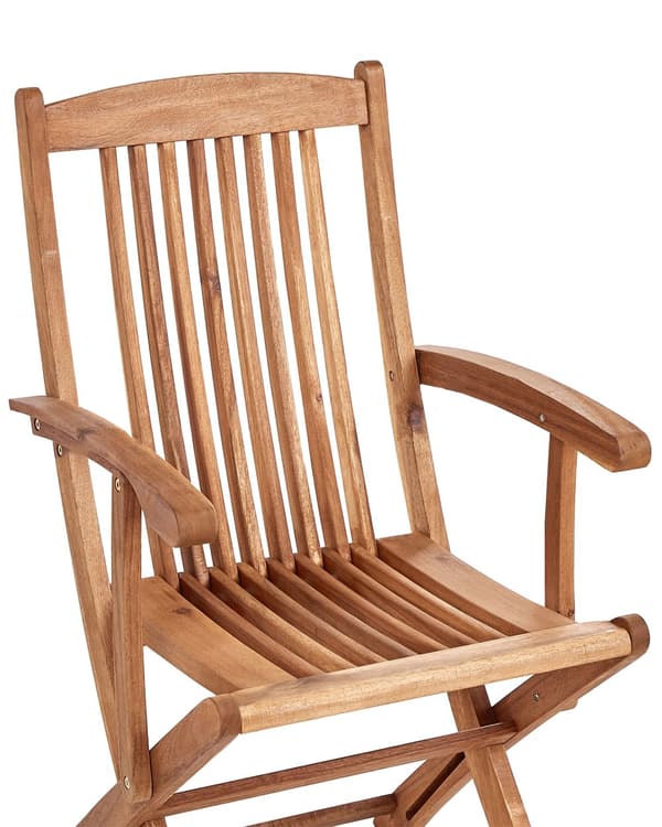 Sett med 2 Hagespisestoler i Lyst Tre med Lysegrønn Puter Akasietre Ramme Sammenleggbar Rustikk Design