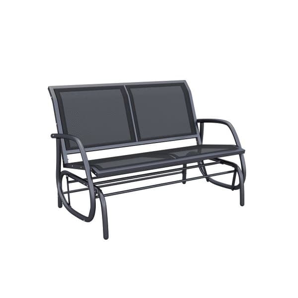 Outsunny Gungstol för 2 personer Trädgårdssoffa Gungbänk Metall Utomhusmöbler Svart 120 x 70 x 88 cm