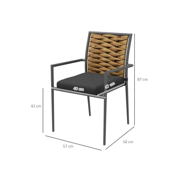 Outsunny Utomhusstol Chaise de jardin, allt väder, modern design, 57 x 58 x 87 cm, svart