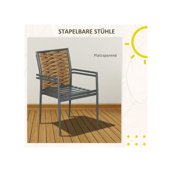 Outsunny Utomhusstol Chaise de jardin, allt väder, modern design, 57 x 58 x 87 cm, svart
