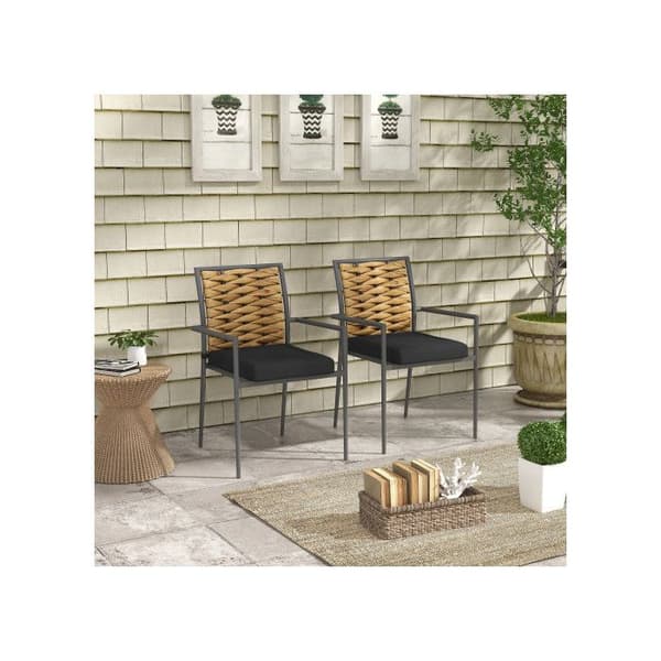 Outsunny Utomhusstol Chaise de jardin, allt väder, modern design, 57 x 58 x 87 cm, svart
