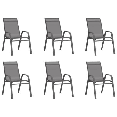 Stapelbara trädgårdsstolar 6 st grå textilentyg