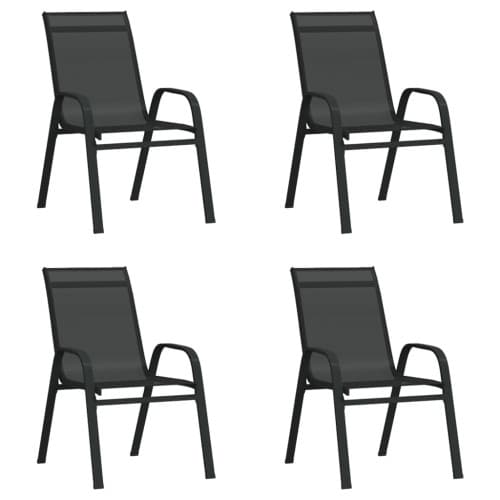 Stapelbara trädgårdsstolar 4 st svart textilentyg