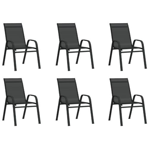 Stapelbara trädgårdsstolar 6 st svart textilentyg