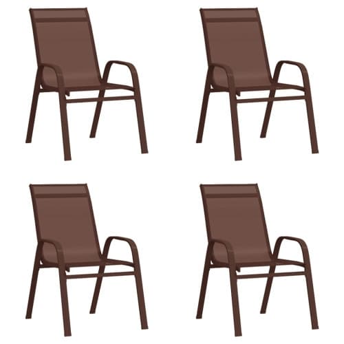 Stapelbara trädgårdsstolar 4 st brun textilentyg