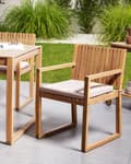 Miniatyrbilde 2 av 11: Sett med 2 Hagespisestoler med Puter Lysebrun Rød Sertifisert Akasietre Polyester Rustikk Stil
