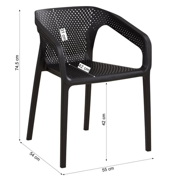 Trädgårdsstol Set, 55x74.5x54 cm, Svart