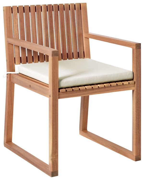 Sett med 2 Hagespisestoler med Puter Lysebeige Sertifisert Akasietre Polyester Rustikk Stil