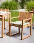 Miniatyrbilde 2 av 11: Sett med 2 Hagespisestoler med Puter Lysegrøne Sertifisert Akasietre Polyester Rustikk Stil