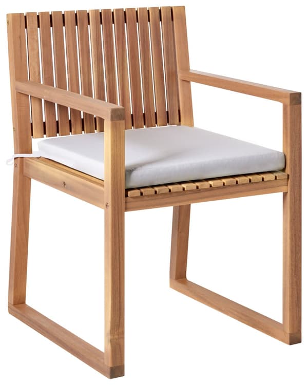 Sett med 2 Hagespisestoler med Puter Lysegrå Sertifisert Akasietre Polyester Rustikk Stil