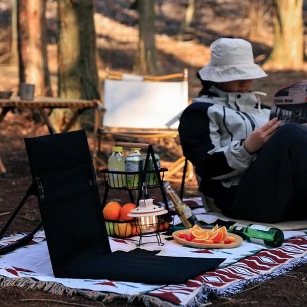 Lollanda Vikbar Strandstol med Ryggstöd - Lättviktig och Hållbar med förvaringsväska, Hopfällbar Solstol / Campingstol