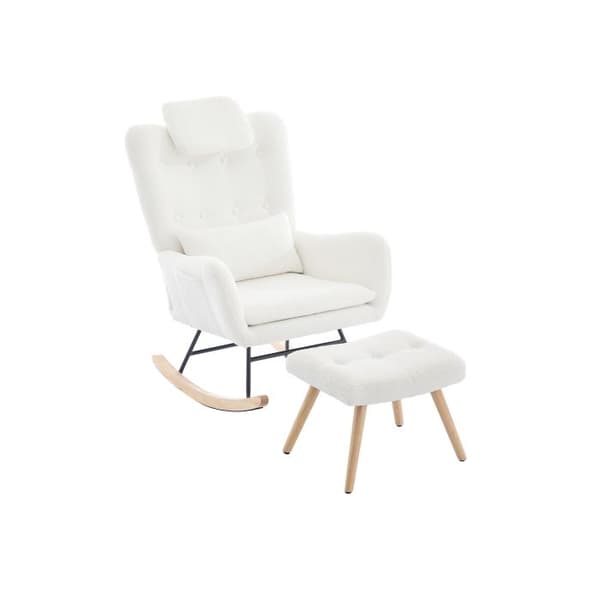 Gungstol med pall, loungestol, loungestol med armlener, teddy bear fløyel stoff