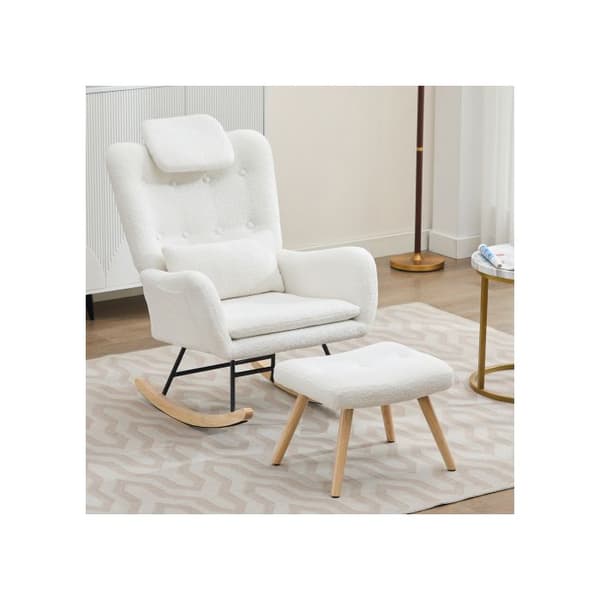 Gungstol med pall, loungestol, loungestol med armlener, teddy bear fløyel stoff