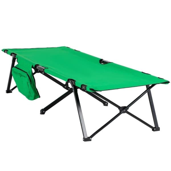 Fältsäng hopfällbar 200x73x49 cm, med sidoficka, max 136 kg, grön/svart