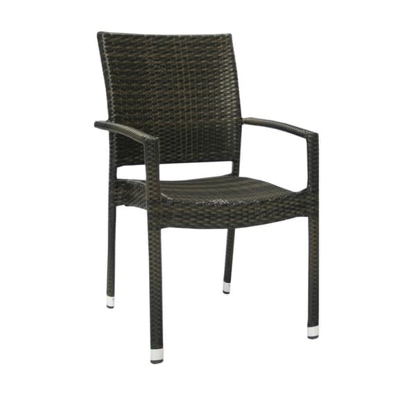 Stol WICKER-3 med armlener, mørkebrun