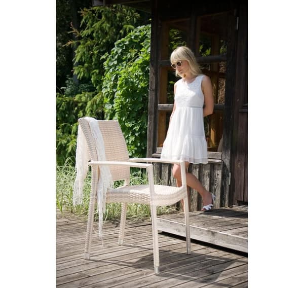 Stol WICKER-3 med armlener, beige