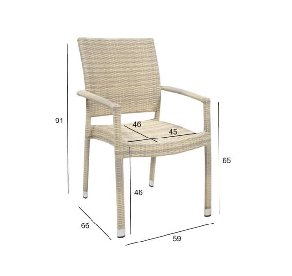 Stol WICKER-3 med armlener, beige