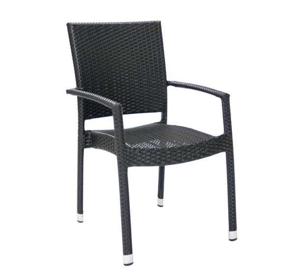 Stol WICKER-3 med armlener, sort