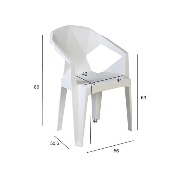 Tuoli MUZE 56x50,6xH80cm, materiaali: muovi, väri: valkoinen