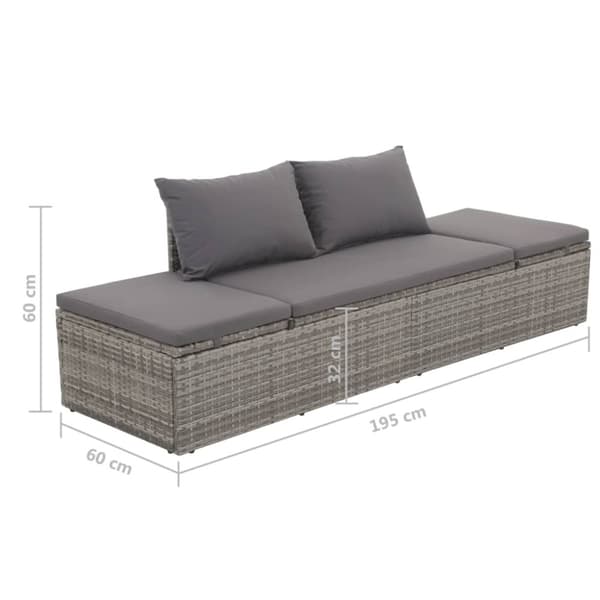 Solsäng 195x60 cm konstrotting grå