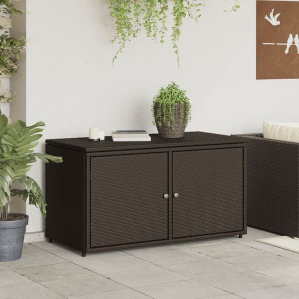 opbevaringsskab til haven 110x55x60,5 cm polyrattan brun