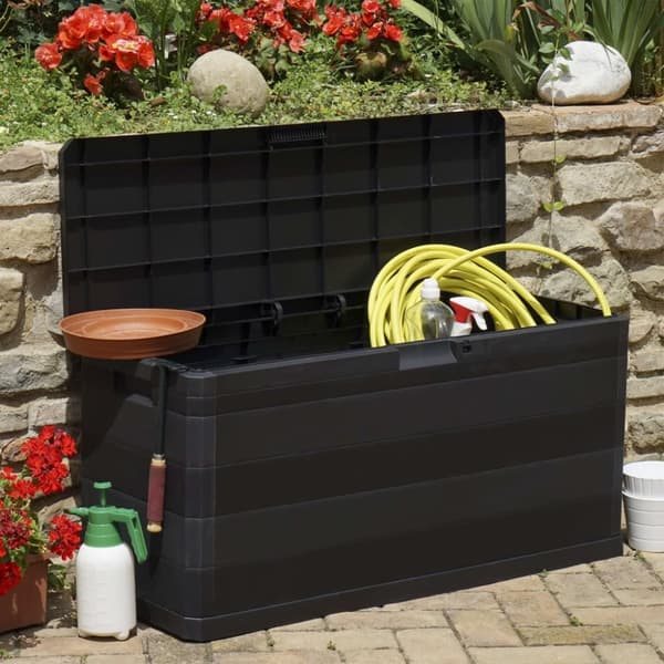 udendørs opbevaringskasse sort 117 x 45 x 56 cm