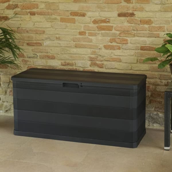 udendørs opbevaringskasse sort 117 x 45 x 56 cm