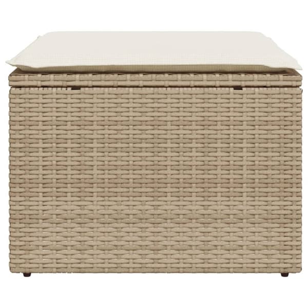 Trädgårdspall med dyna beige 55x55x37 cm konstrotting