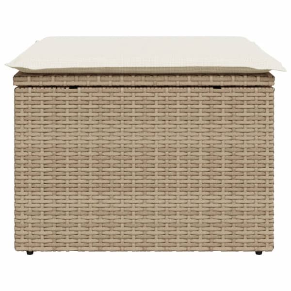 Trädgårdspall med dyna beige 55x55x37 cm konstrotting