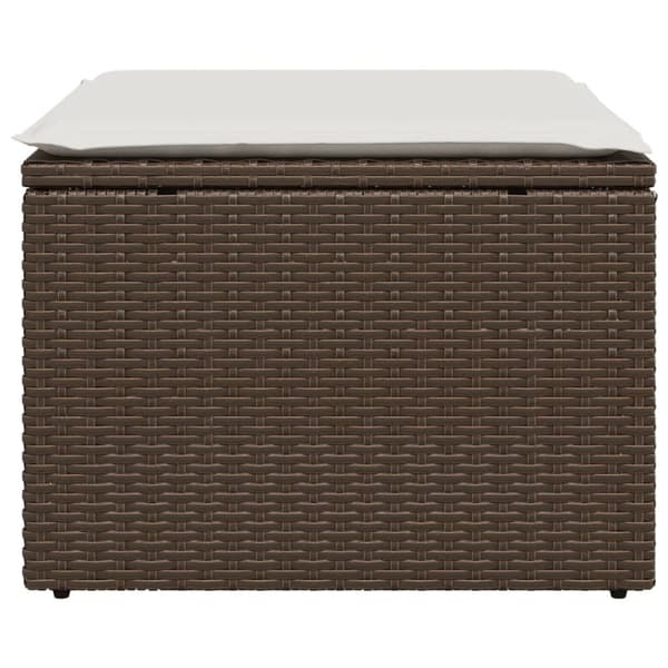 haveskammel med hynde 55x55x37 cm polyrattan brun