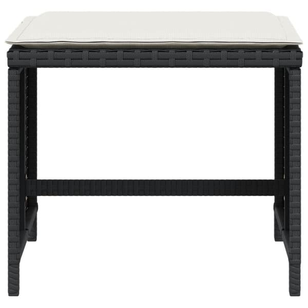 haveskammel med hynder 4 stk. 41x41x36 cm polyrattan sort