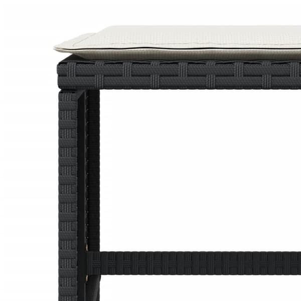 haveskammel med hynder 4 stk. 41x41x36 cm polyrattan sort