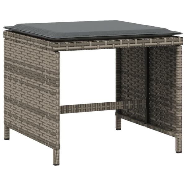 haveskamler 4 stk. med hynder 41x41x36 cm polyrattan grå