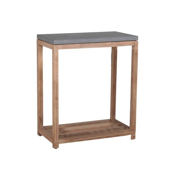Hylly SANDSTONE K75cm kapea, puurunko akaasiaa, hyllyt kuitusementtiä, harmaa