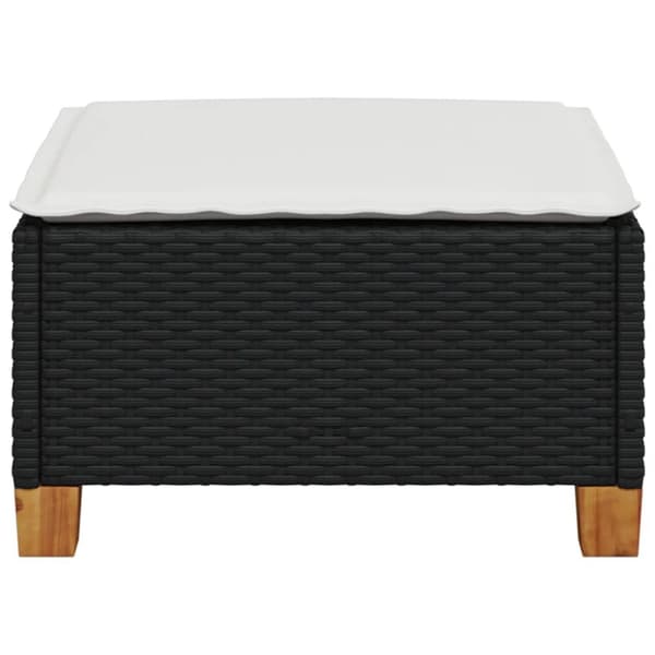 haveskammel med hynde 63,5x56x32 cm polyrattan sort