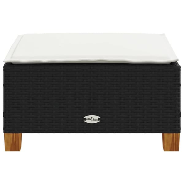 haveskammel med hynde 63,5x56x32 cm polyrattan sort