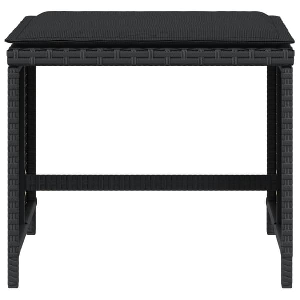 haveskammel med hynder 4 stk. 40x40x35 cm polyrattan sort