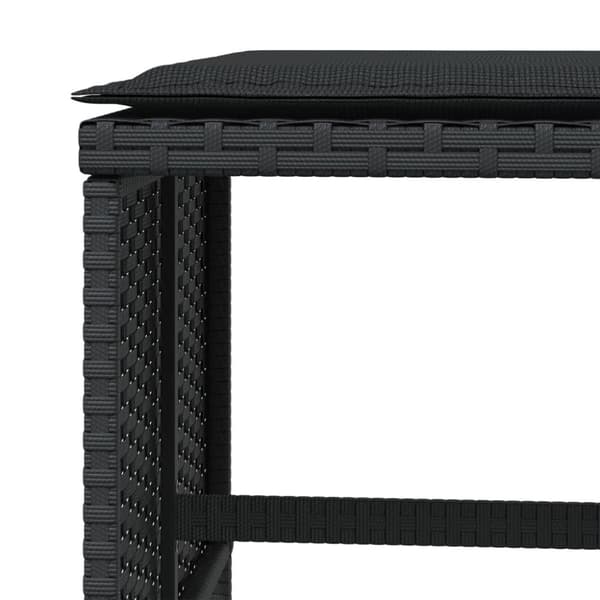 haveskammel med hynder 4 stk. 40x40x35 cm polyrattan sort
